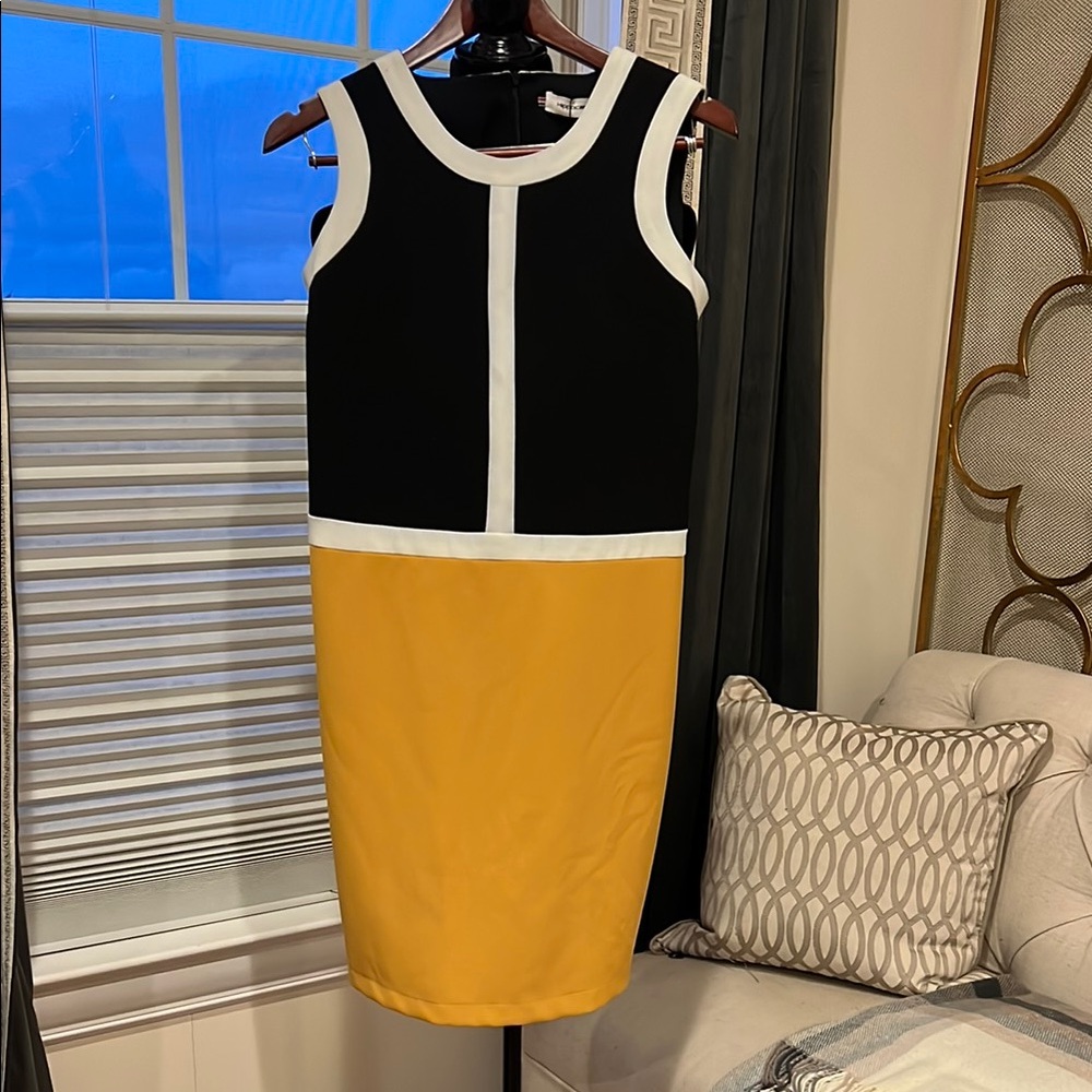 Black and White Sheath Mini Dress Scoop Neck Sleeveless